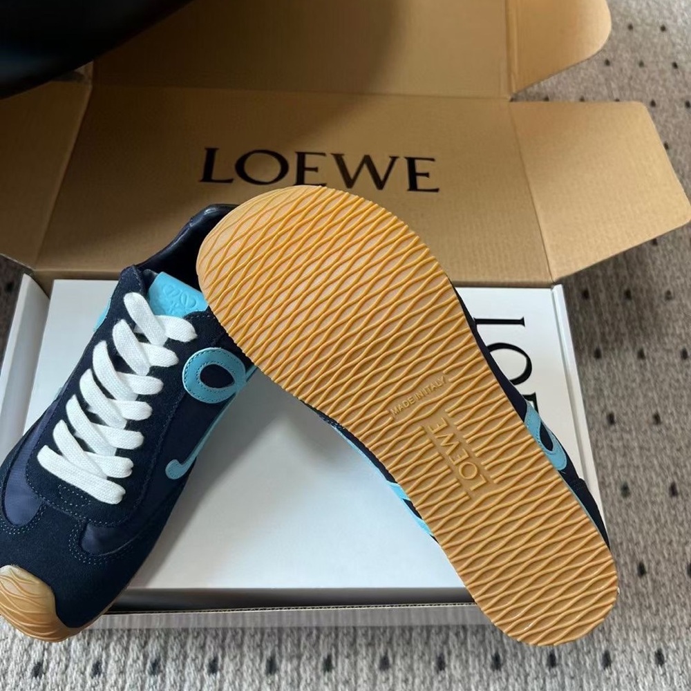 Loewe Navy Blue & Turquoise Low-Top Sneakers - Picture 4 of 5